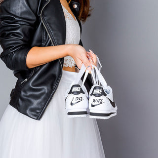Nike wedding trainers I Do Wife personalised bridal sneakers black and white