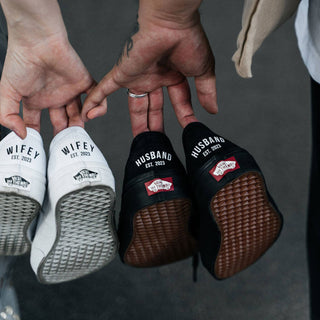 personalised bride and groom custom vans trainers wedding shoes
