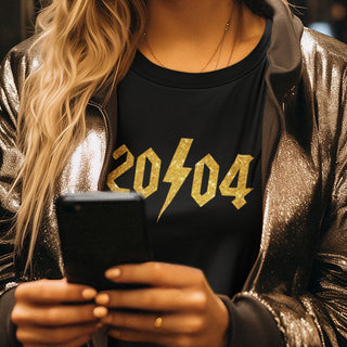 personalised birthday t-shirt with year of birth glitter