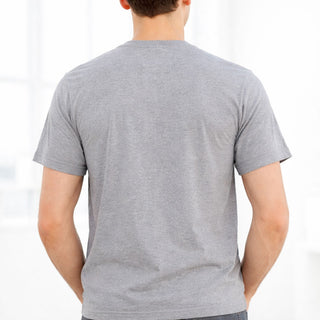 Back of grey t-shirt front features an F1 car print
