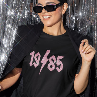 custom birth year t-shirt with glitter design for her