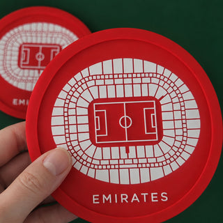 Red Emirates Stadium inspired football coasters for Arsenal fans