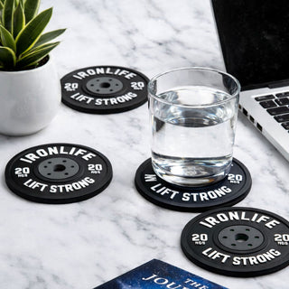 black weight plate coasters set of 4 gym gift for fitness lovers