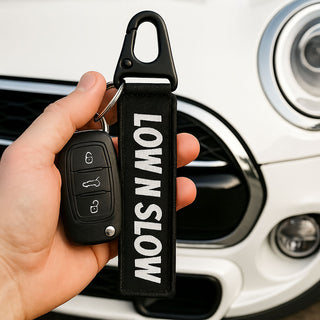low and slow funny jet tag key chain