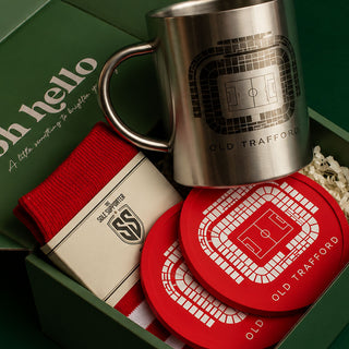 Manchester United Fan Gift Set – Lucky Football Socks & Old Trafford Coasters