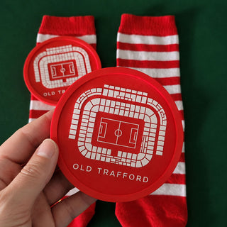 Manchester United Fan Gift Set – Lucky Football Socks & Old Trafford Coasters