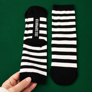 black and white stripe lucky football socks