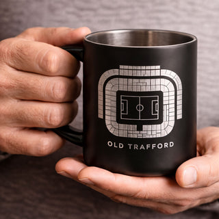 old trafford engraved steel mug 400ml thermal football gift for manchester united fan