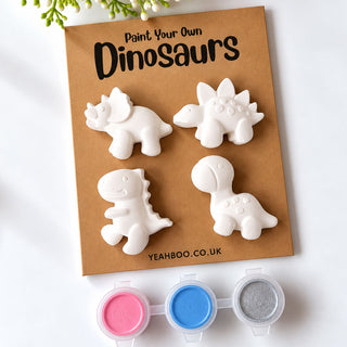 Four little dinosaurs, three colourful paints and a whole lot of prehistoric fun!