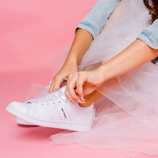 Personalised Adidas wedding trainers featuring custom wedding date detail