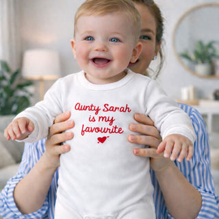 Personalised “My Favourite” Organic Babygrow Gift Set (Babygrow + Hat + Bib)