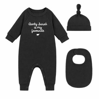 Personalised “My Favourite” Organic Babygrow Gift Set (Babygrow + Hat + Bib)