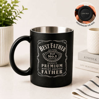 Personalised engraved Best Father mug gift for Dad with optional hidden engraved base message