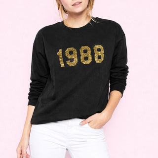 Personalised gold glitter birth year sweatshirt
