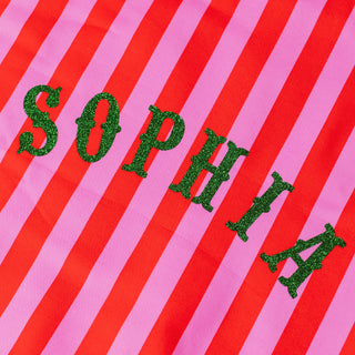 Personalised Red & Pink Striped Christmas Sack