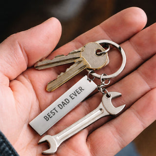 Personalised Spanner Keyring with Engraved Message – Custom Tool Charm Gift
