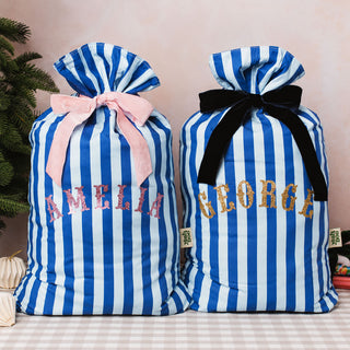 Personalised Blue Striped Christmas Sack