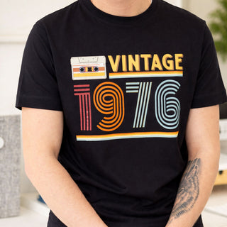 Vintage Year Retro Cassette Personalised Birthday T-Shirt