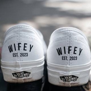 Personalised Wifey Vans wedding shoes for bride with custom Est year