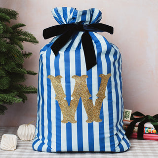 Personalised Blue Striped Christmas Sack