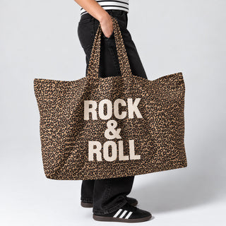 Personalised Leopard Print Oversized Tote Bag With Bold Text