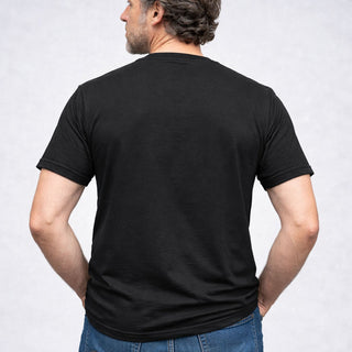 Back of The Golf Father t-shirt in organic cotton worn by man