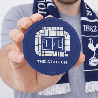 Tottenham Hotspur Stadium coaster with stadium seating design held in hand, football fan gift