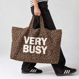 Personalised Leopard Print Oversized Tote Bag With Bold Text