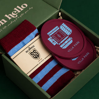 aston villa socks and coasters gift boxed