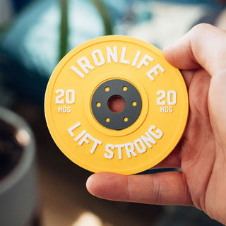 yellow weight plate coaster fitness enthusiast gift