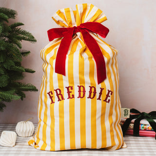 Personalised Yellow Striped Christmas Sack